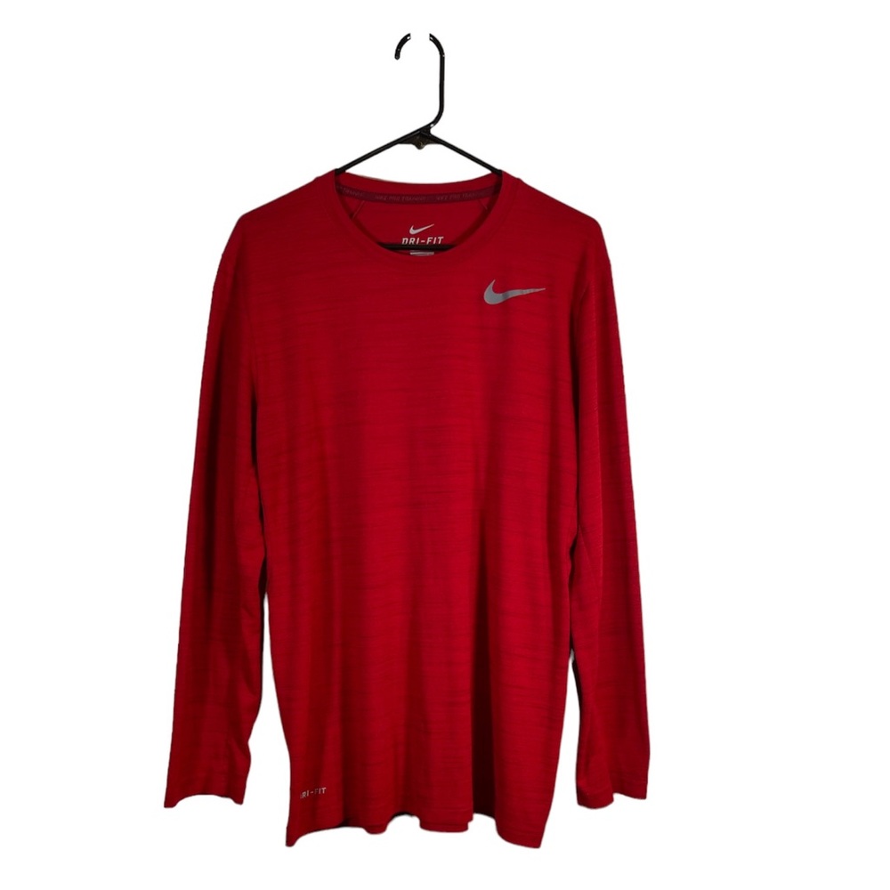 Nike Dri Fit Pro-Training Shirt Long sleeve Heather Red Crew neck